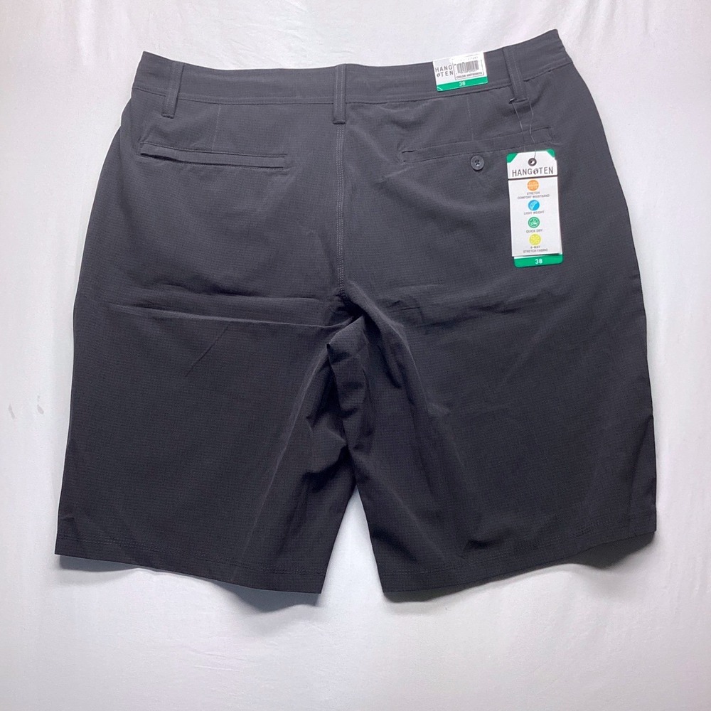Hang Ten Mens Hybrid Shorts 38 Meteorite Gray 4-Way Stretch Quick Dry 1271263